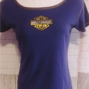 Harley-Davidson Motor Cycles T-Shirt Blue Juniors